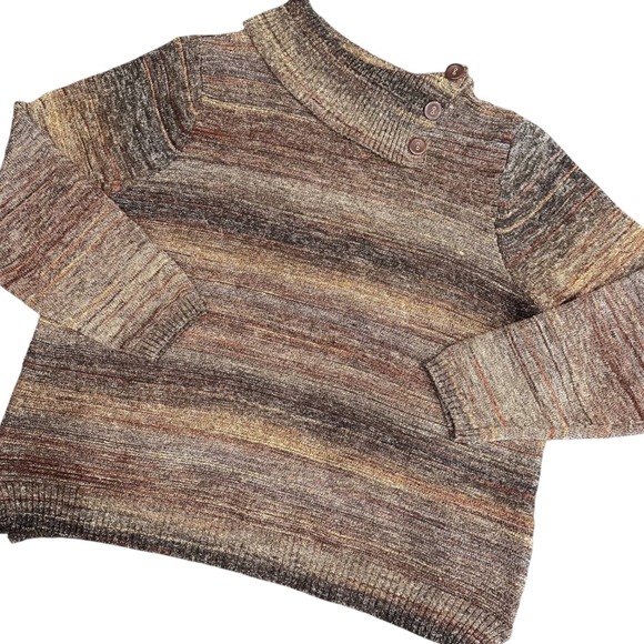 CJ Banks Sweaters - CJ Banks Sweater Womens XL Brown Fall Vintage Grandma Core Button Mock Neck Used